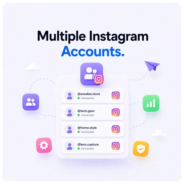 Multiple Accounts: Run multiple Instagram profiles from one screen. Built for agencies, brands, and multi-account creators.
